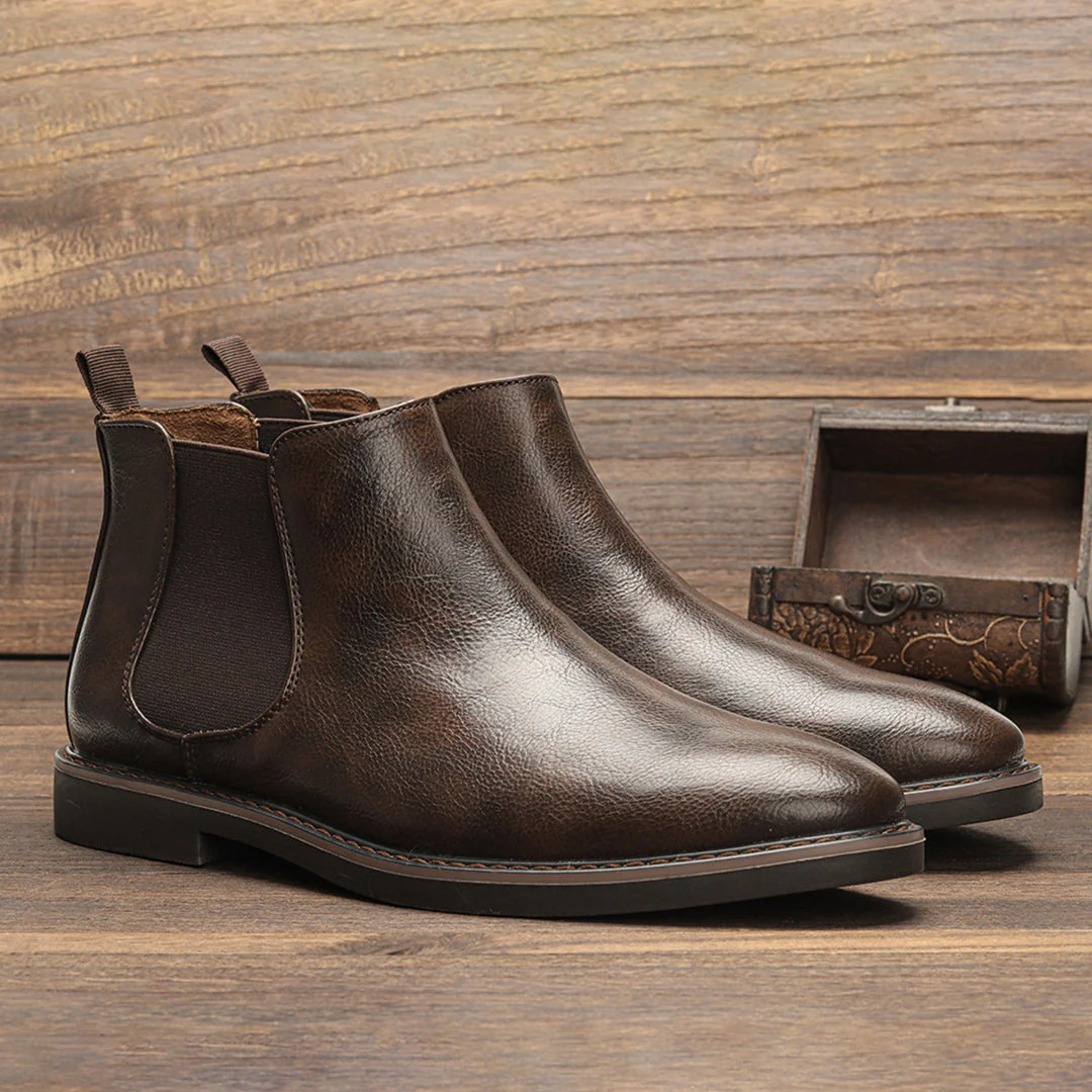 BootLux - Heren Leren Chelsea Boots met Elastische Zijpanelen en Antislip Zool