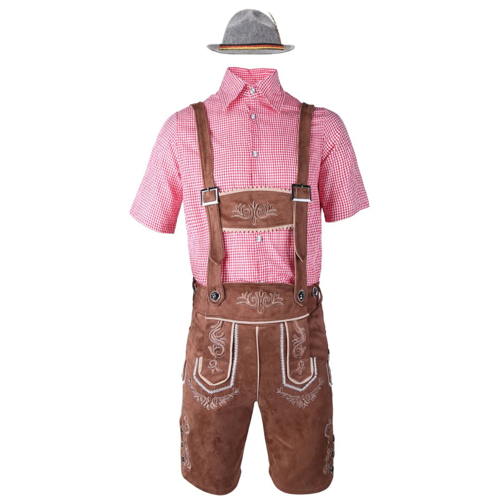 LederDo - Korte Lederhosen voor Heren met Bretels - Traditionele Beierse Kleding