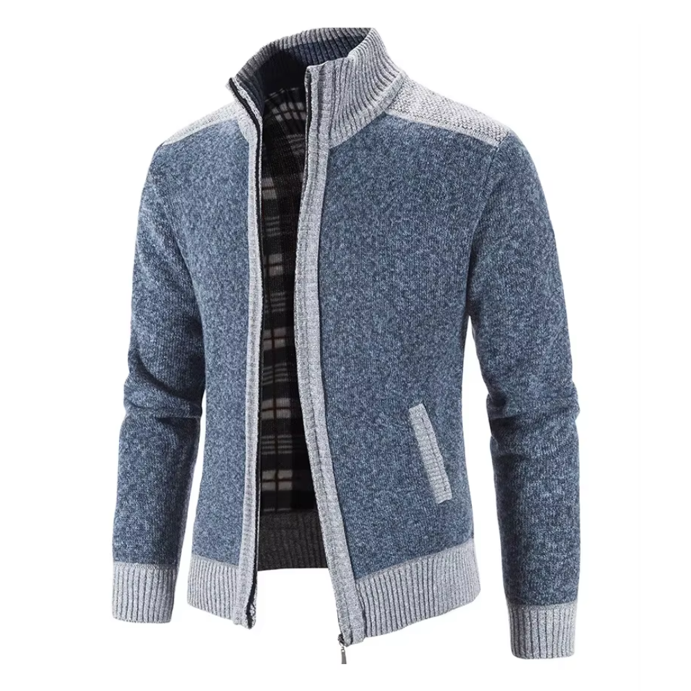 Targlen - Heren Vest met Rits - Warm Gebreide Cardigan met Fleece Voering