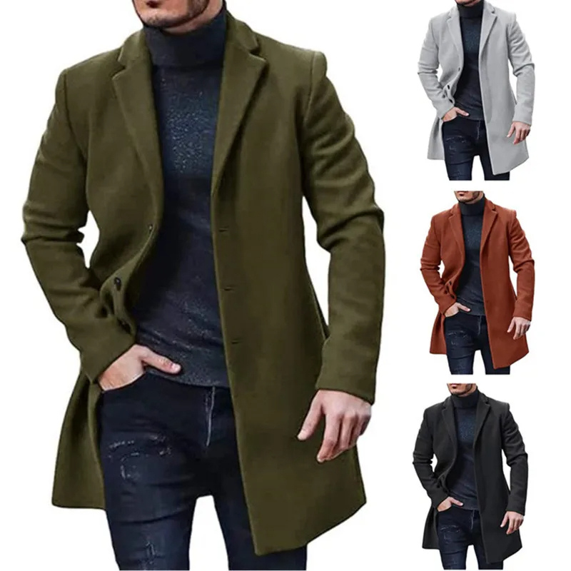 Tredius - Mantel Jas Heren Slim Fit Winterjas Lang Model