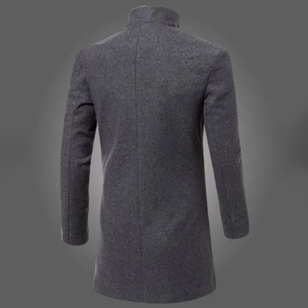 Zanford - Lange Jas Heren Slim Fit Woljas Met Hoge Kraag en Knopen