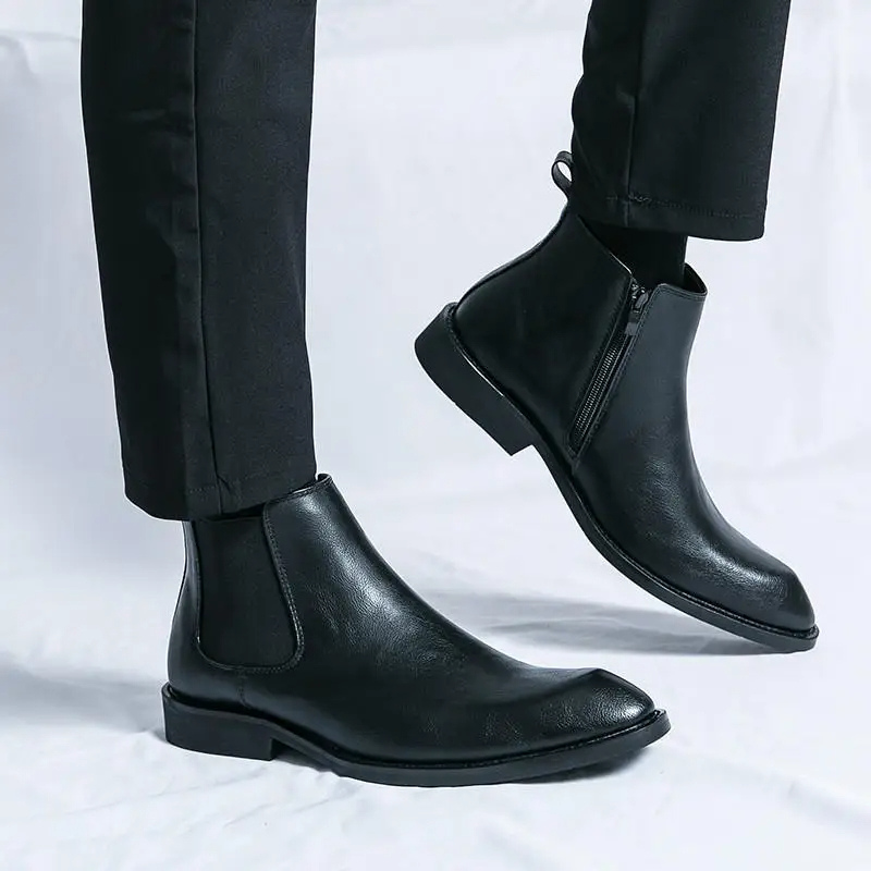 Rustrog - Herenschoenen Boots - Leren Chelsea Boots met Rits, Elegant & Formeel