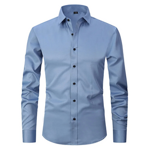 Belzorn - Heren Overhemd Slim Fit met Contrastknopen, Lange Mouw