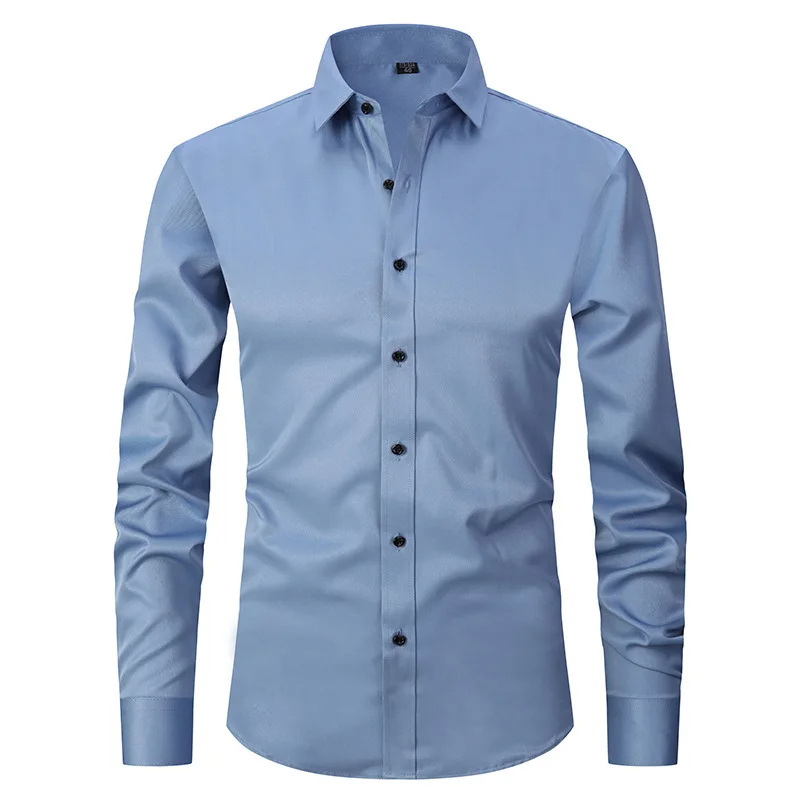 Belzorn - Heren Overhemd Slim Fit met Contrastknopen, Lange Mouw