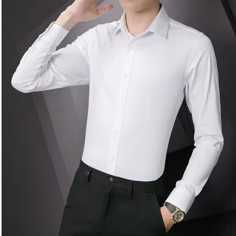 Solvron - Heren Overhemd Slim Fit Formeel, Lange Mouw Knoopsluiting