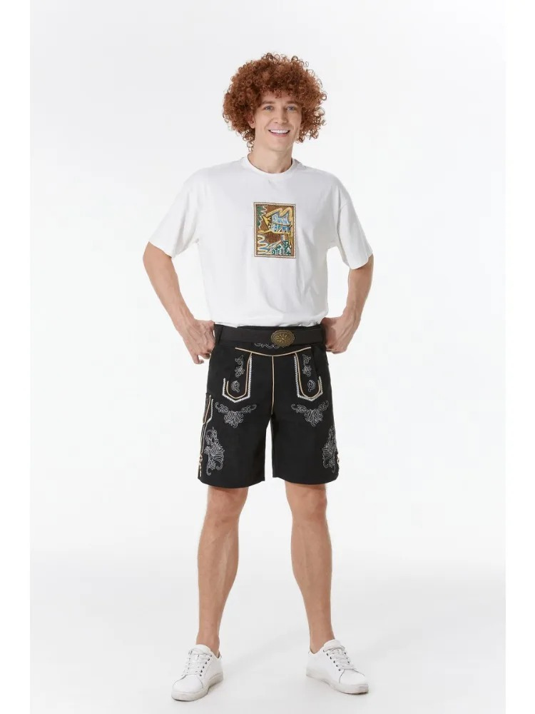 WoudLed - Casual Lederhosen voor Heren met Decoratieve Riem - Feestkleding