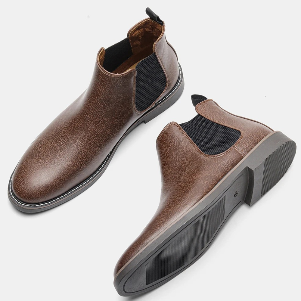 Bravonn - Chelsea Boots Heren met Glanzende Afwerking en Elastische Zijkanten