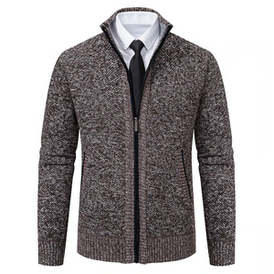 Montred - Heren Vest met Rits - Slim Fit Geribde Gebreide Cardigan