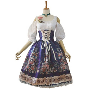 Merndel - Dirndl Dames Jurk met Bloemenborduursels en Kanten Details