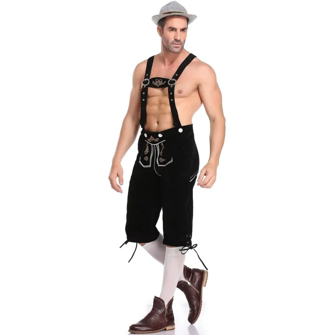 GerLedr - Kniebroek Lederhosen voor Heren met Bretels - Beierse Stijl