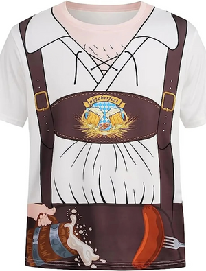 HoogHer - Oktoberfest T-shirt voor Heren met Lederhosen Look - Feestkleding