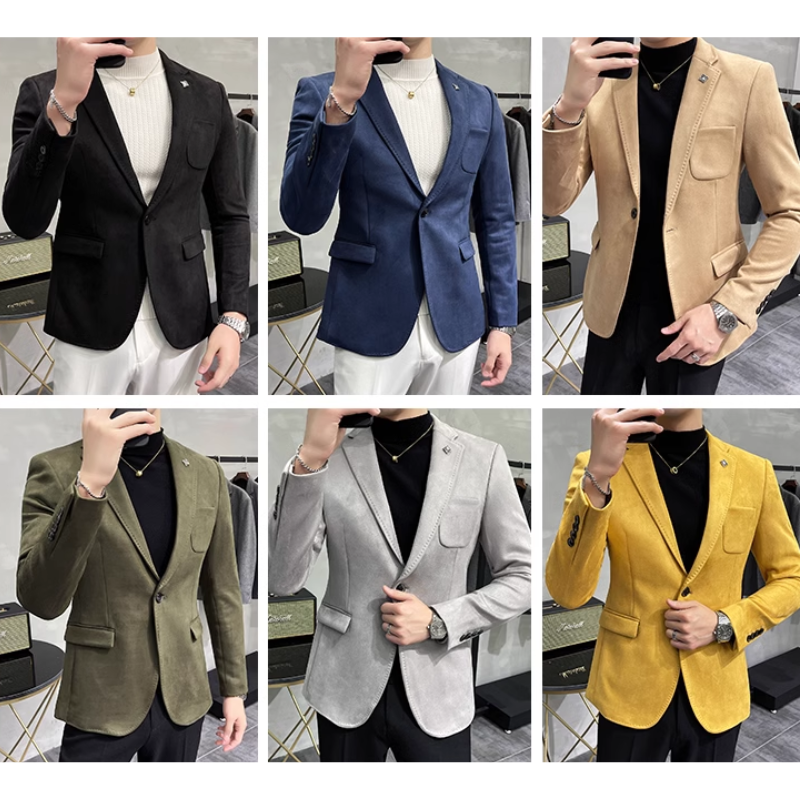 Kelmoor - Heren Colbert - Slim Fit Suède Blazer Met Één Knoop