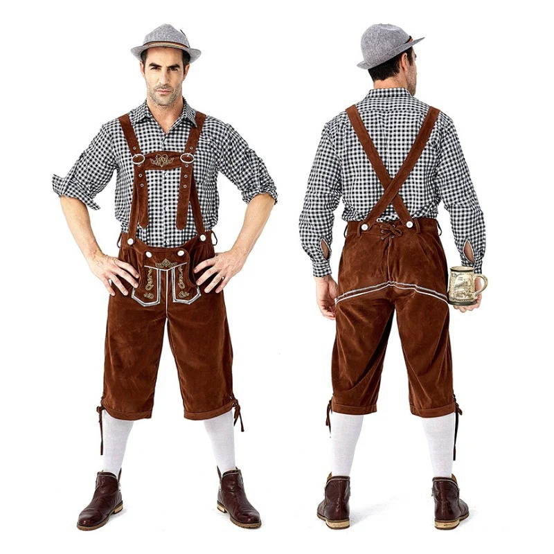 VeldenJ - Traditioneel Heren Lederhosen Overhemd - Ideaal voor Feestjes