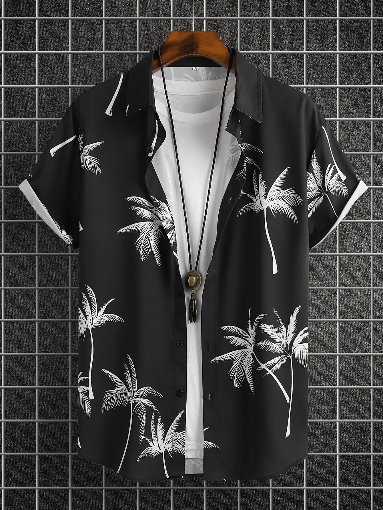 Amigo™ Zwart Hawaï overhemd met palmboomprint