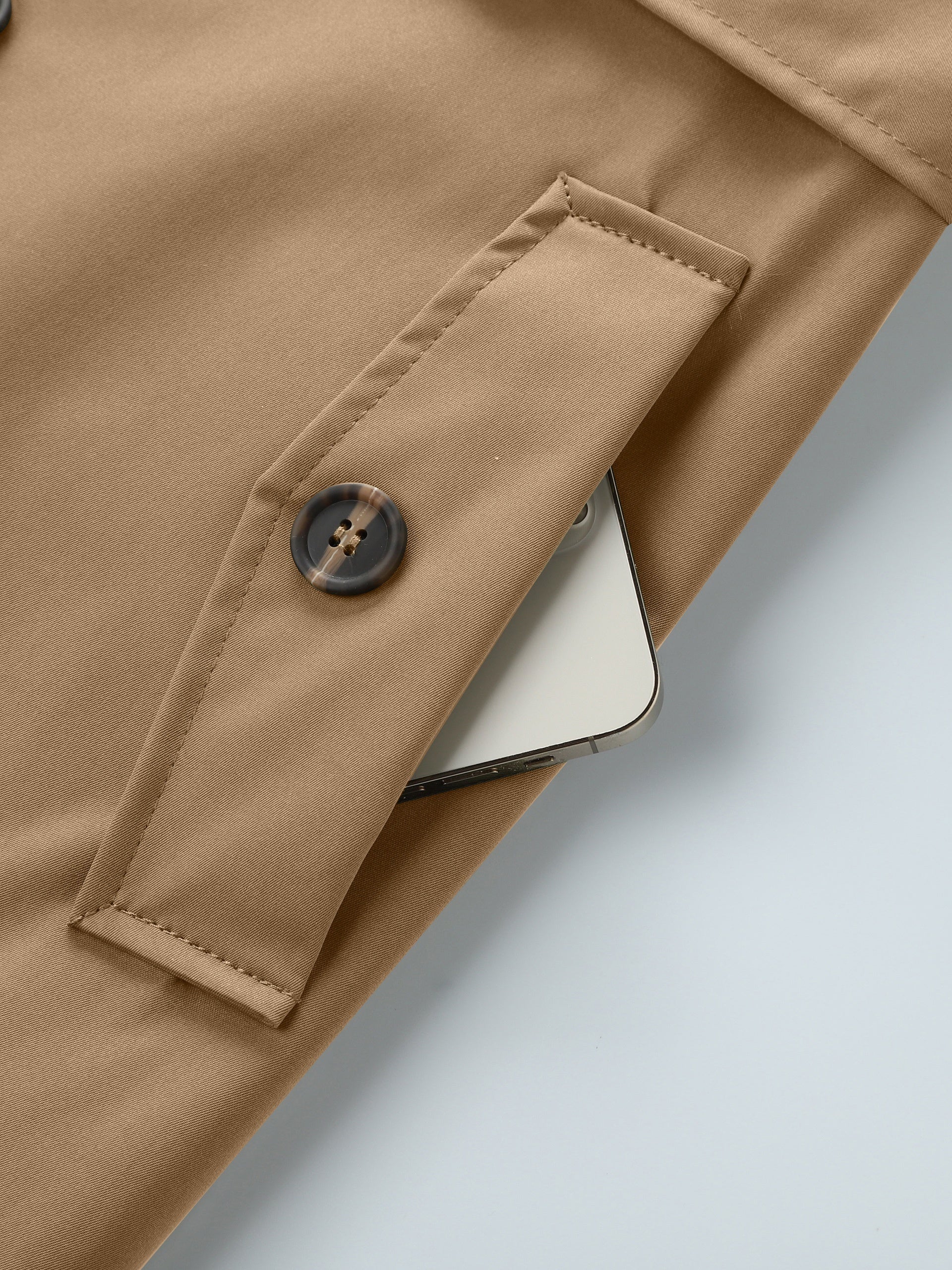 Coatify - Heren Dubbelknoop Trenchcoat met Tailleband en Stormflap