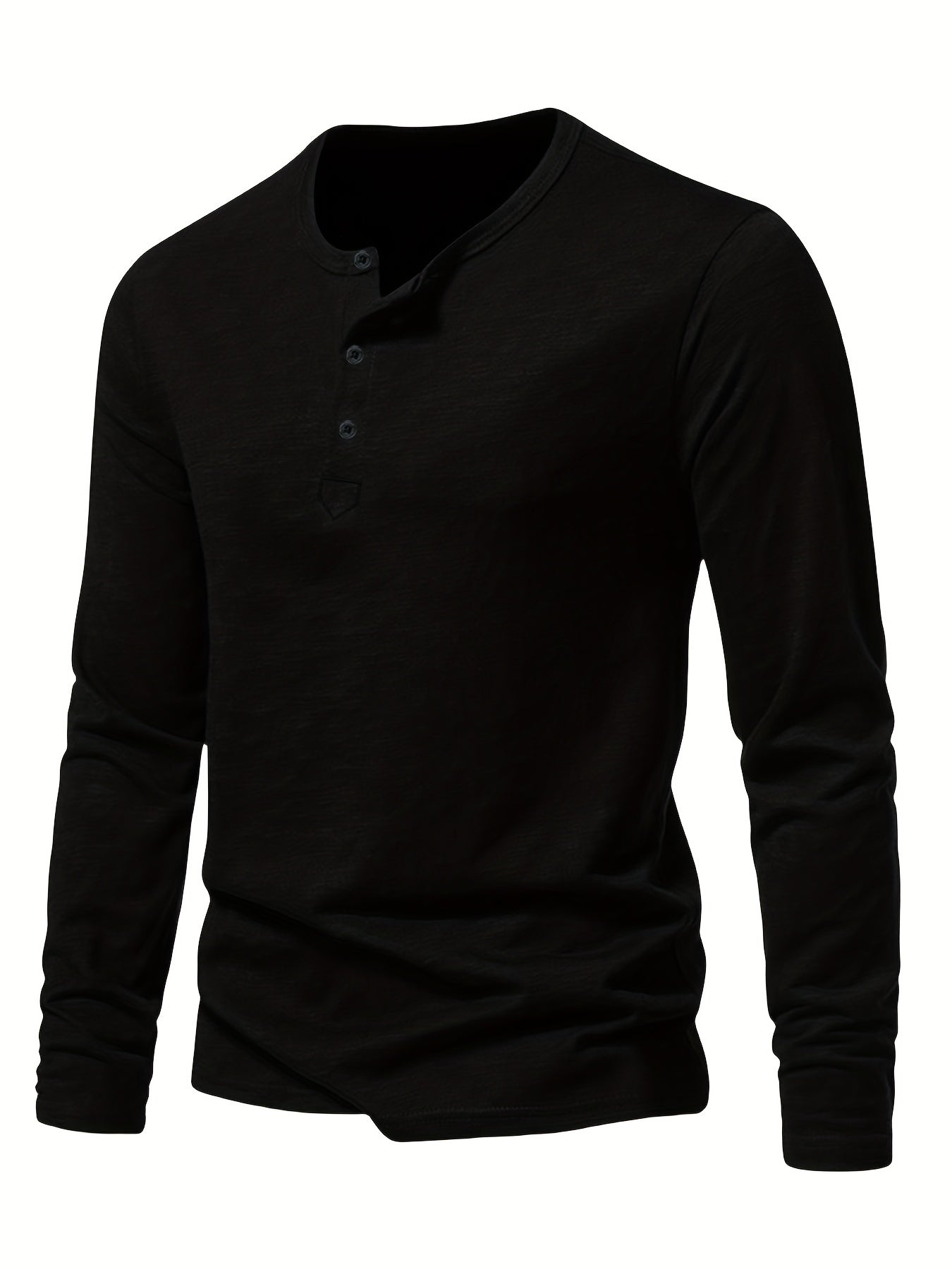 Elder - Heren Lange Mouw Henley Shirt met Knoopsluiting