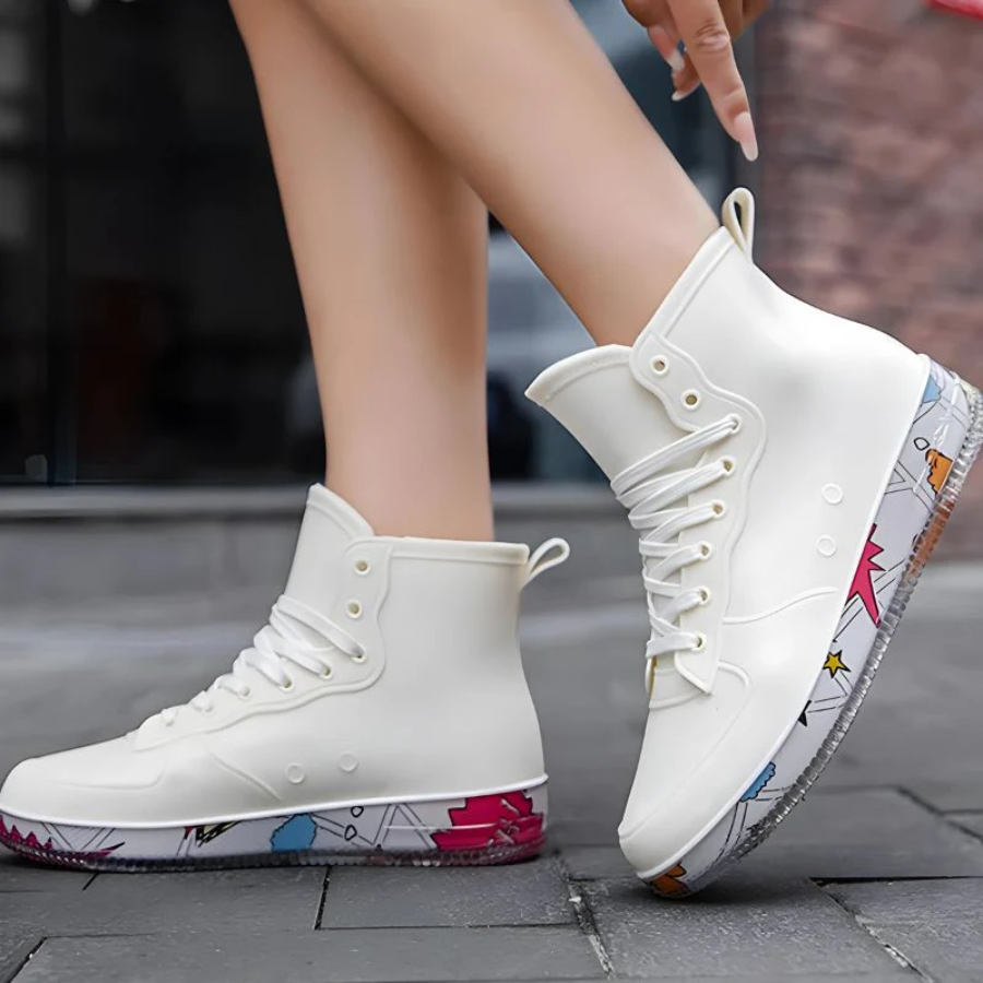 LuxFit -  Heren Hoge Waterproof Sneakers met Grafische Zool, Casual Straatschoenen