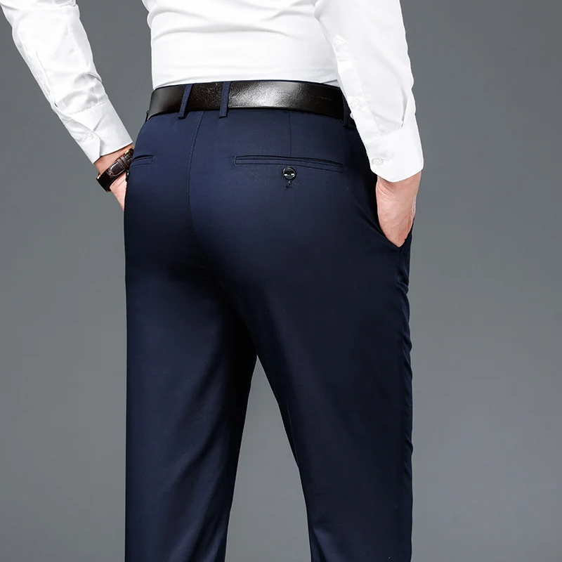 Besluxe -  Heren Pantalon - Slim Fit Broek Met Stijlvolle Achterzak Voor Formele Gelegenheden