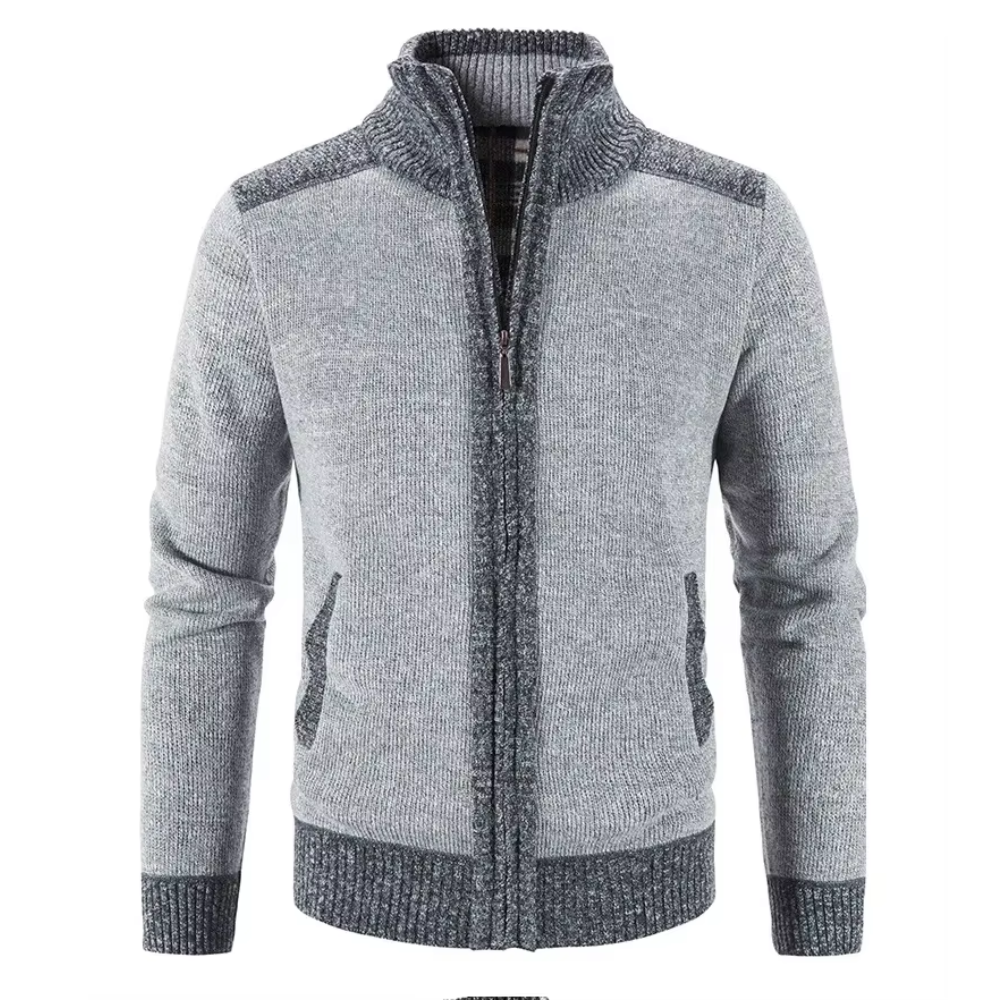 Targlen - Heren Vest met Rits - Warm Gebreide Cardigan met Fleece Voering