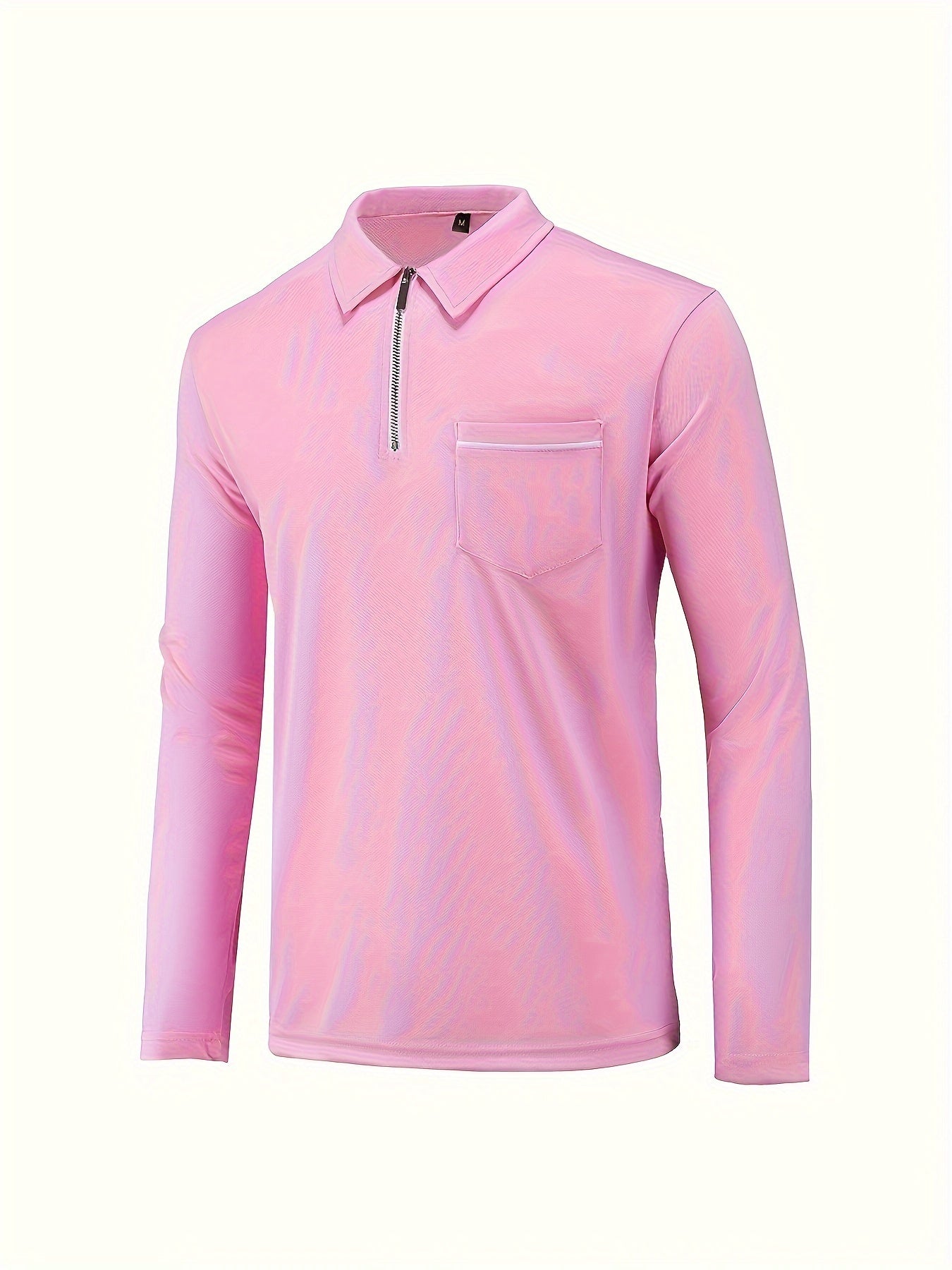 Polonik - Heren Polo met Lange Mouwen en Borstzak, Half-Zip – Casual Slim Fit