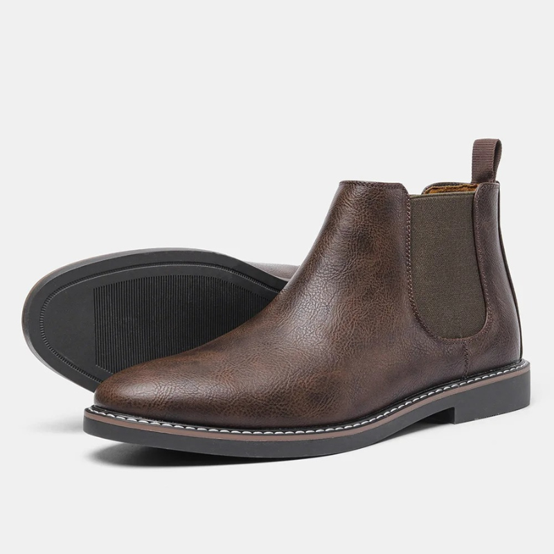 Formark - Klassieke Chelsea Boots Heren van Leer met Elastische Zijkanten