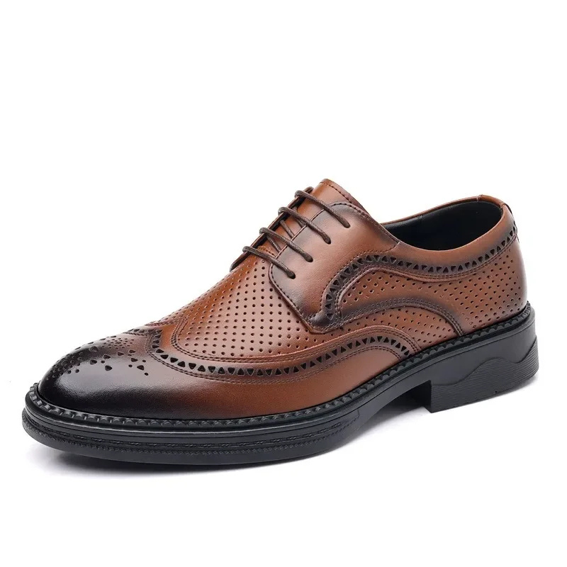 Derolin - Nette Heren Schoenen Geperforeerd Leren Wingtip Oxford met Brogue Design