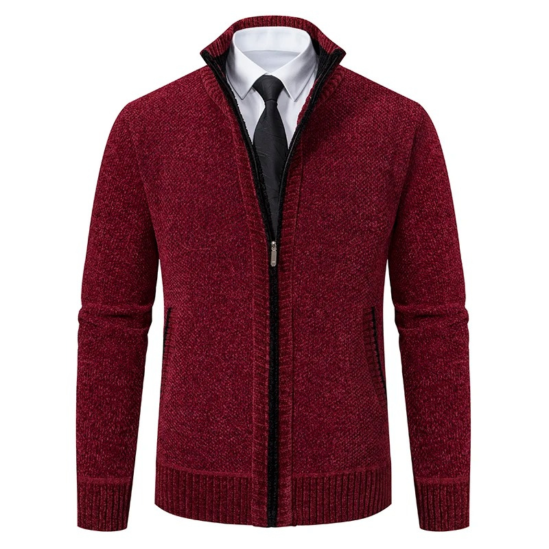 Frovell - Heren Vest met Rits - Casual Geribde Gebreide Cardigan