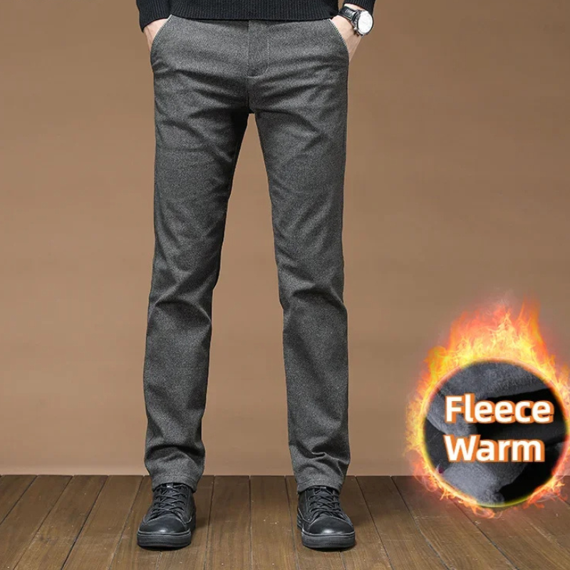 Manshor - Heren Pantalon Winter Warm met Fleecevoering en Rechte Pijpen