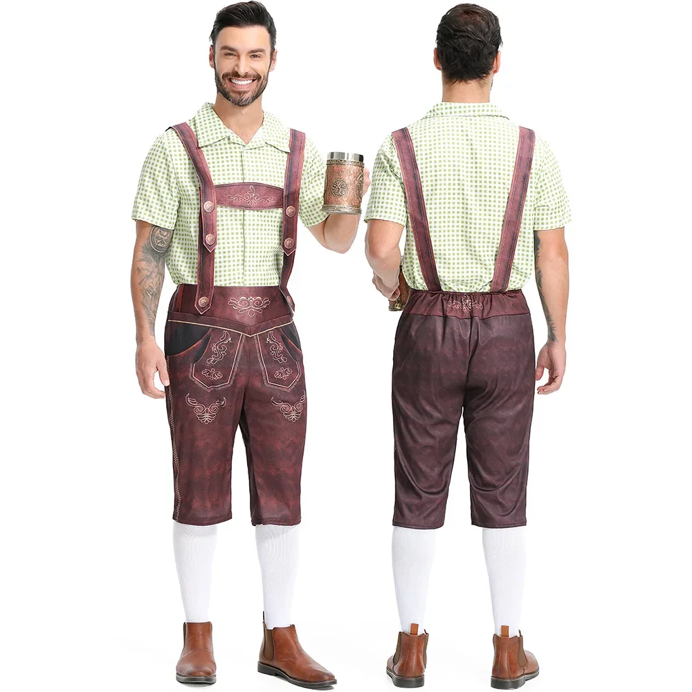 DenHer - Lederhosen Heren met Borduursels en Bretels - Perfect voor Feesten