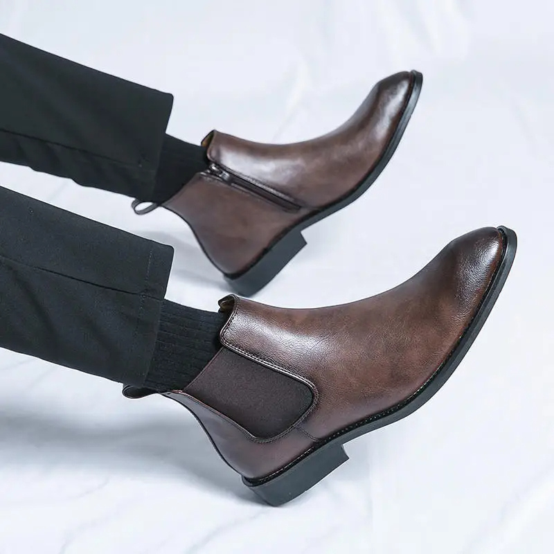 Rustrog - Herenschoenen Boots - Leren Chelsea Boots met Rits, Elegant & Formeel