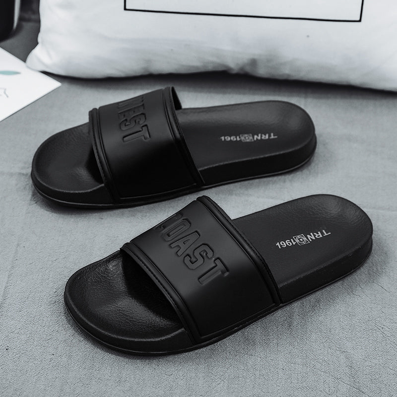 James™ zwarte heren badslippers met reliëf