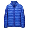 Oliver® blauwe lichtgewicht coltrui heren gewatteerde jas