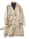 Coatify - Heren Dubbelknoop Trenchcoat met Tailleband en Stormflap