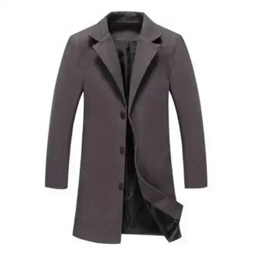 Manneri - Slim Fit Heren Mantel - Winter Wol Jas met Klassieke Revers