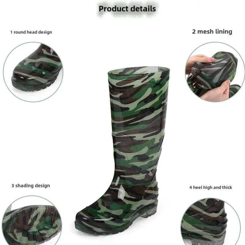 Meerwon - Camouflage Heren Regenlaarzen met Antislip Zool, Waterdicht en Stevig