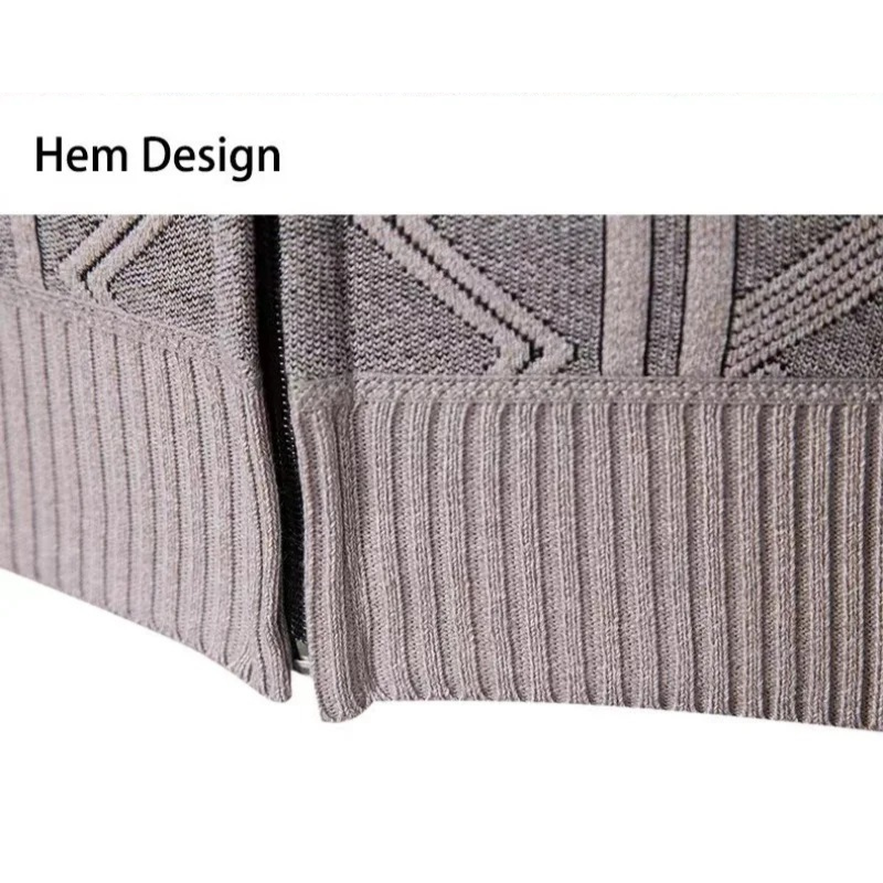 Halwick - Heren Vest met Rits - Klassieke Gebreide Cardigan met Patroon