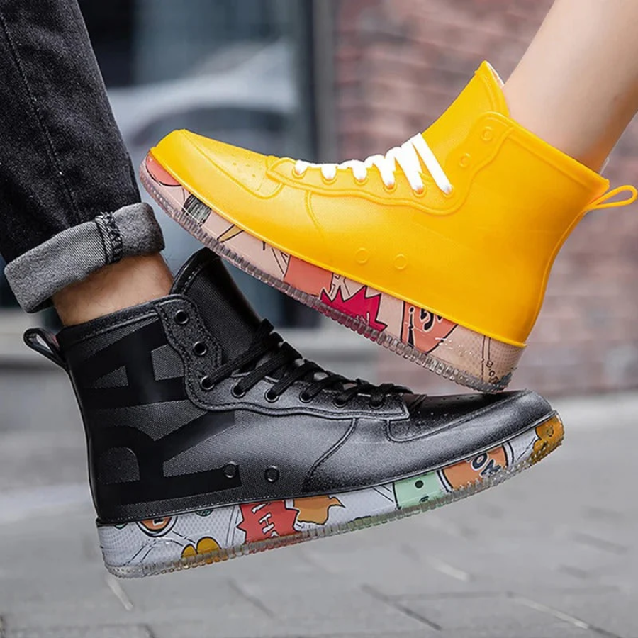 LuxFit -  Heren Hoge Waterproof Sneakers met Grafische Zool, Casual Straatschoenen