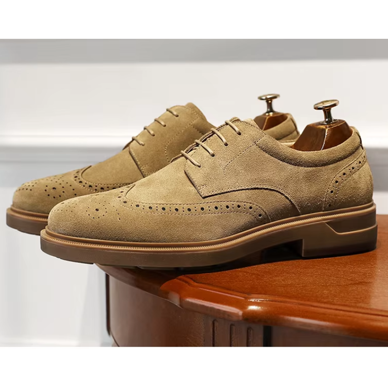 Kerrion - Nette Heren Schoenen van Suède met Wingtip Design