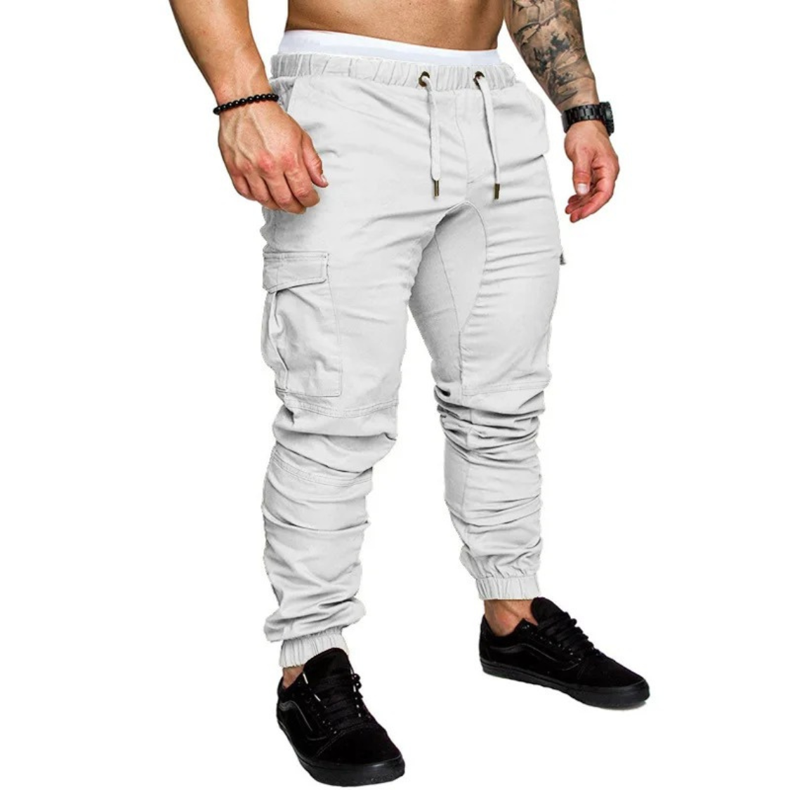 Polderp - Cargo Broek Heren – Comfortabele Joggingbroek met Zakken, Elastisch Trekkoord