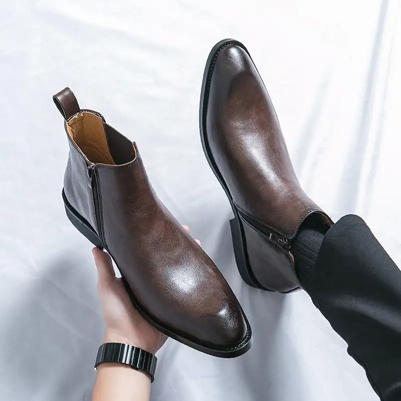 Rustrog - Herenschoenen Boots - Leren Chelsea Boots met Rits, Elegant & Formeel