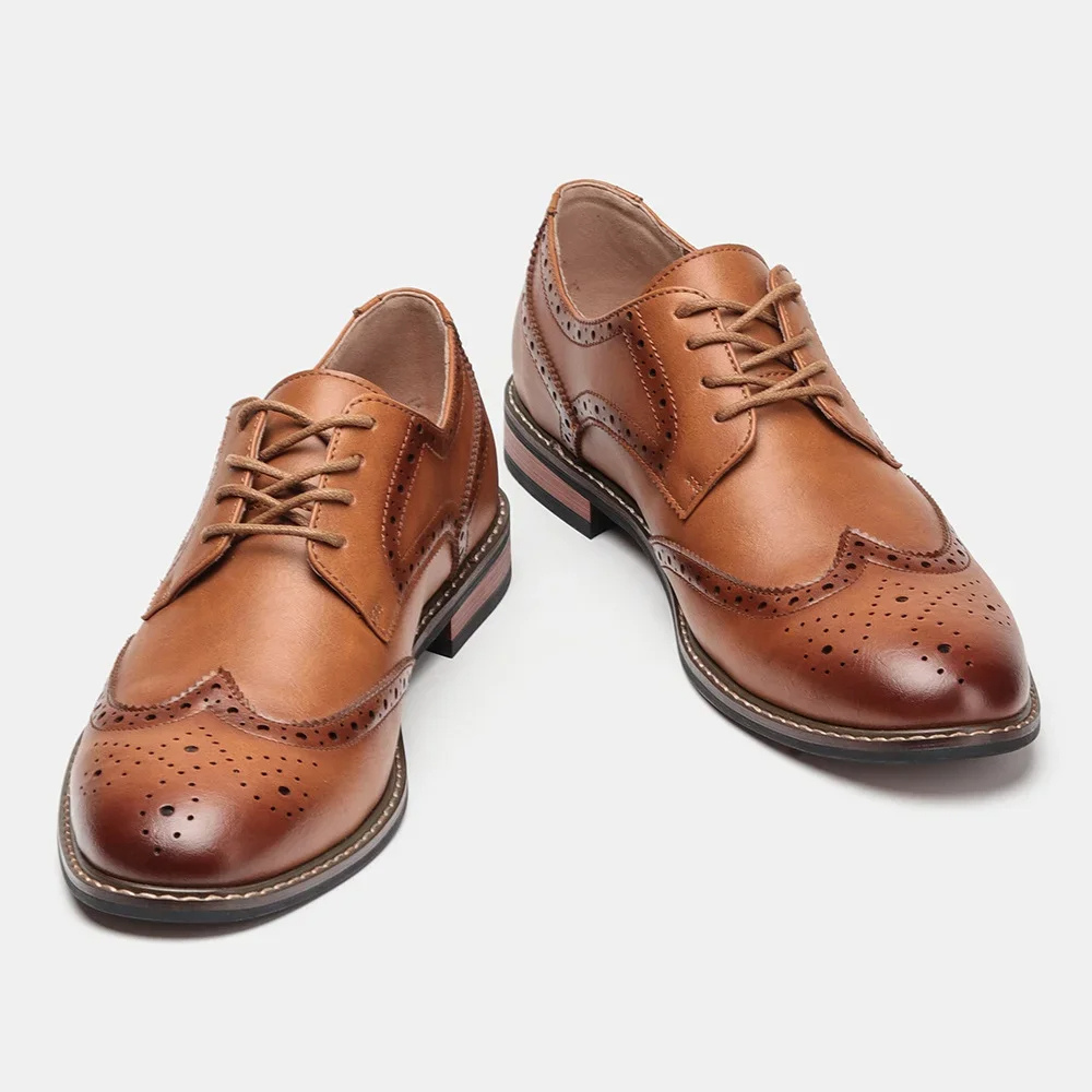 Venloes - Nette Heren Schoenen Wingtip Leren Oxford met Brogue Details