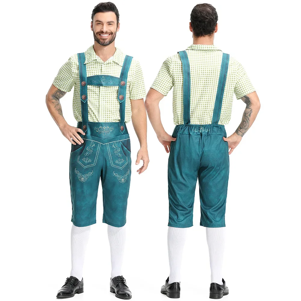 DenHer - Lederhosen Heren met Borduursels en Bretels - Perfect voor Feesten