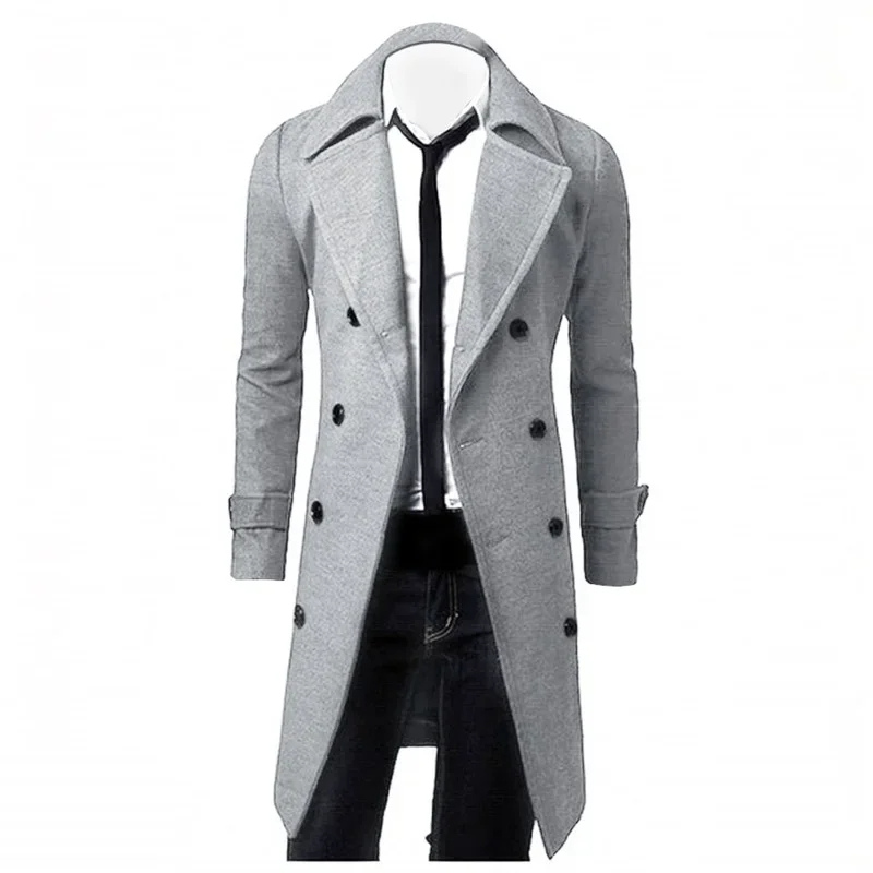 Vervane - Dubbel Geknoopte Heren Mantel - Lange Slim Fit Trenchcoat