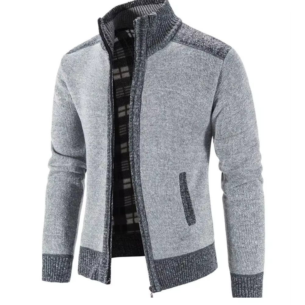 Targlen - Heren Vest met Rits - Warm Gebreide Cardigan met Fleece Voering