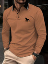 Polonik - Heren Lange Mouw Polo Shirt met Paardenborduursel - Casual Slim Fit