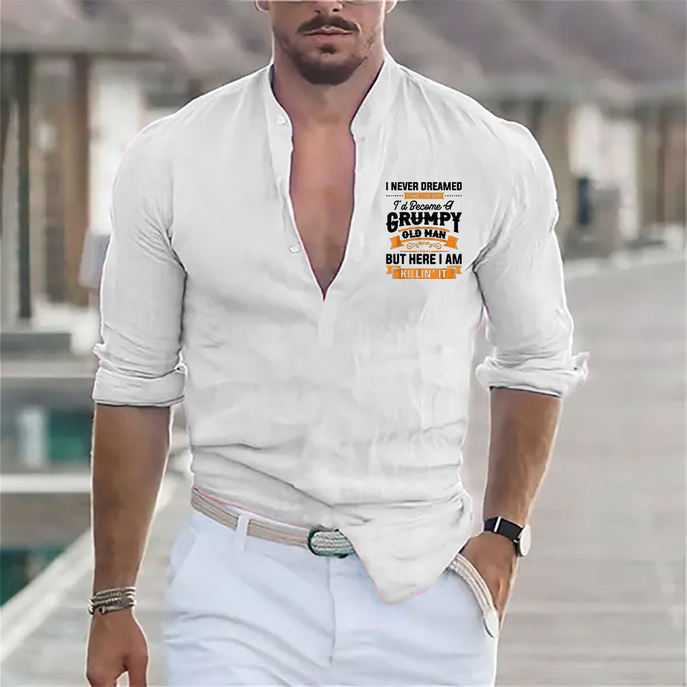 James™ Linnen Overhemd Heren V-hals T-shirt Blouse