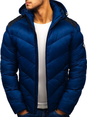 Oliver® blauwe winddichte hoodie met rits heren Puffer Jas