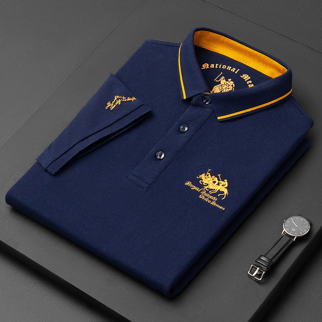 James Polo voor Heren met Borduurwerk en Knopenlijst - Blauw