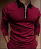 James™ contrasterende ritskraag Polo lange mouwen
