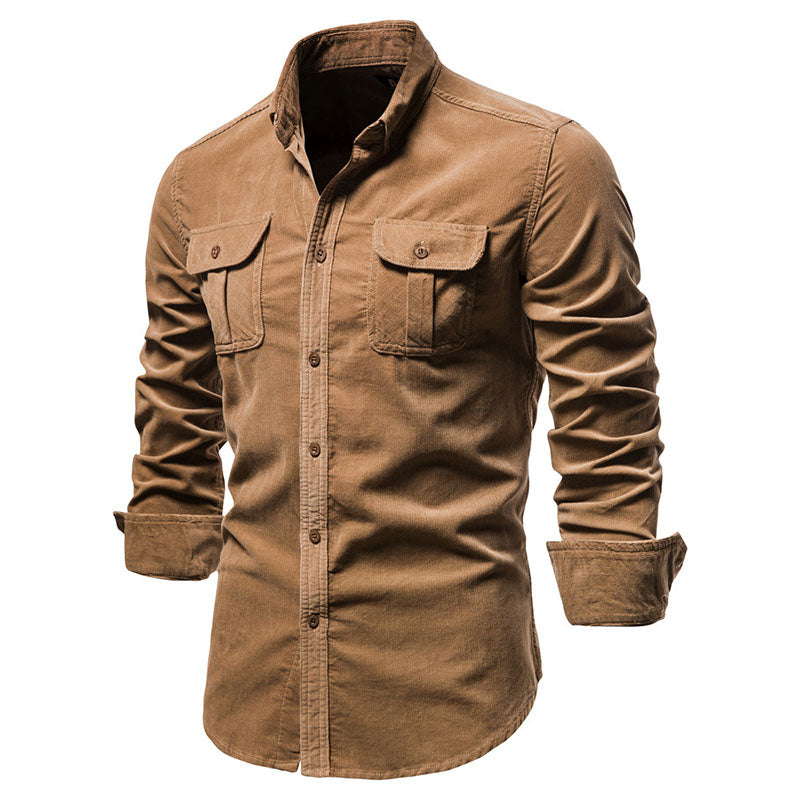 James™ effen kleur corduroy heren overhemd